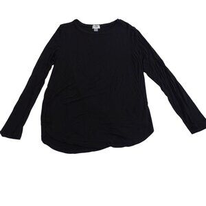 Old Navy Long Sleeve Black Top T-shirt Women Size L Semi-Fitted Semi-sheer